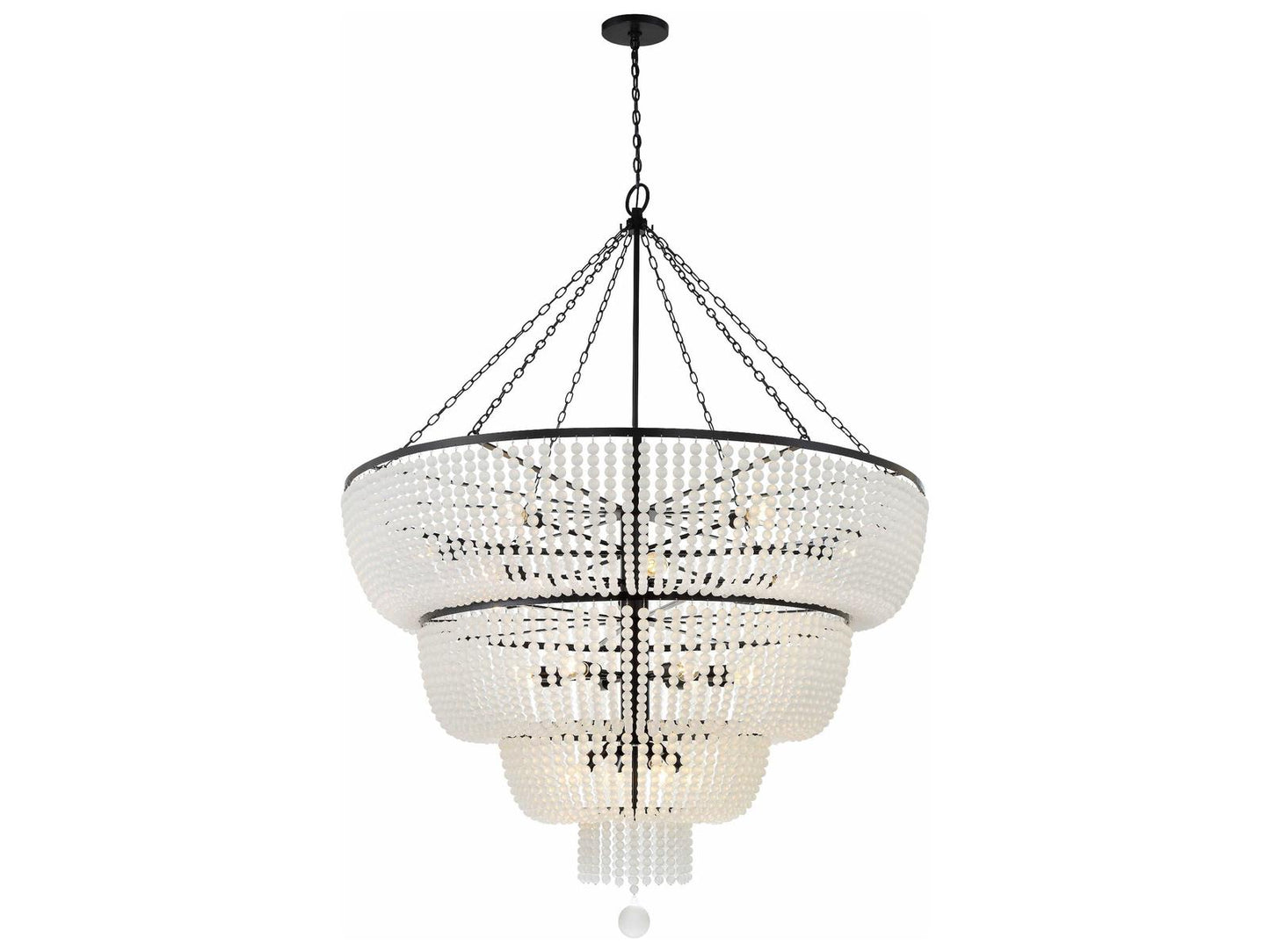 Crystorama Rylee 24-Light Chandelier in Matte Black with Glass Beads