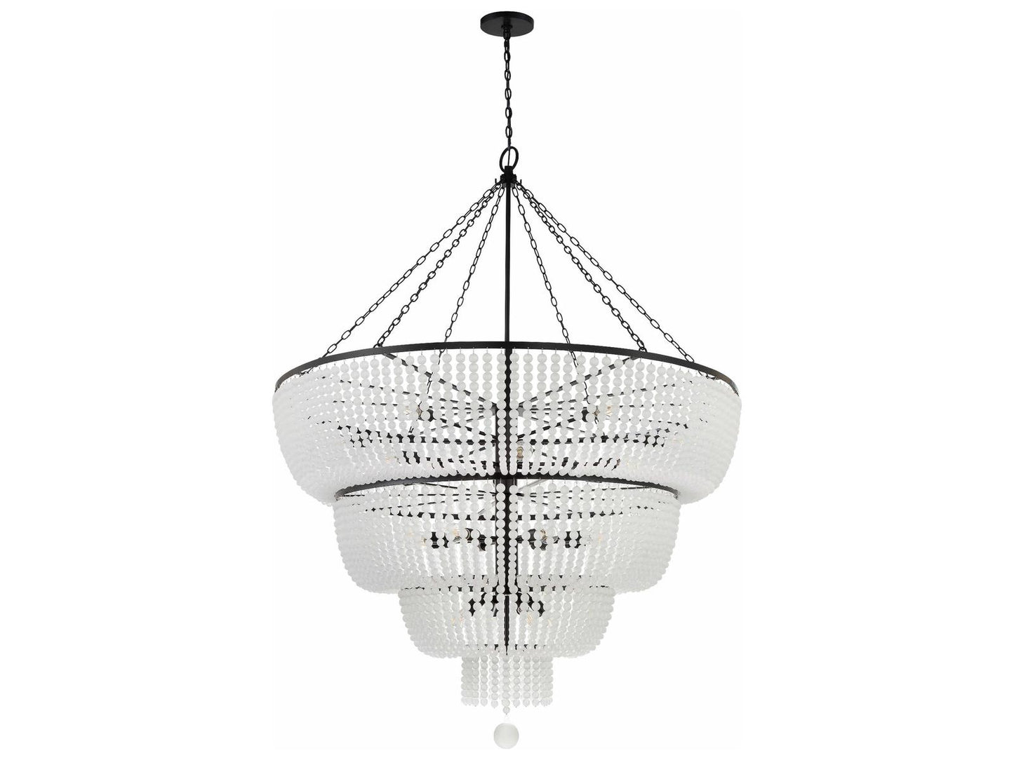 Crystorama Rylee 24-Light Chandelier in Matte Black with Glass Beads