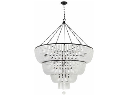 Crystorama Rylee 24-Light Chandelier in Matte Black with Glass Beads
