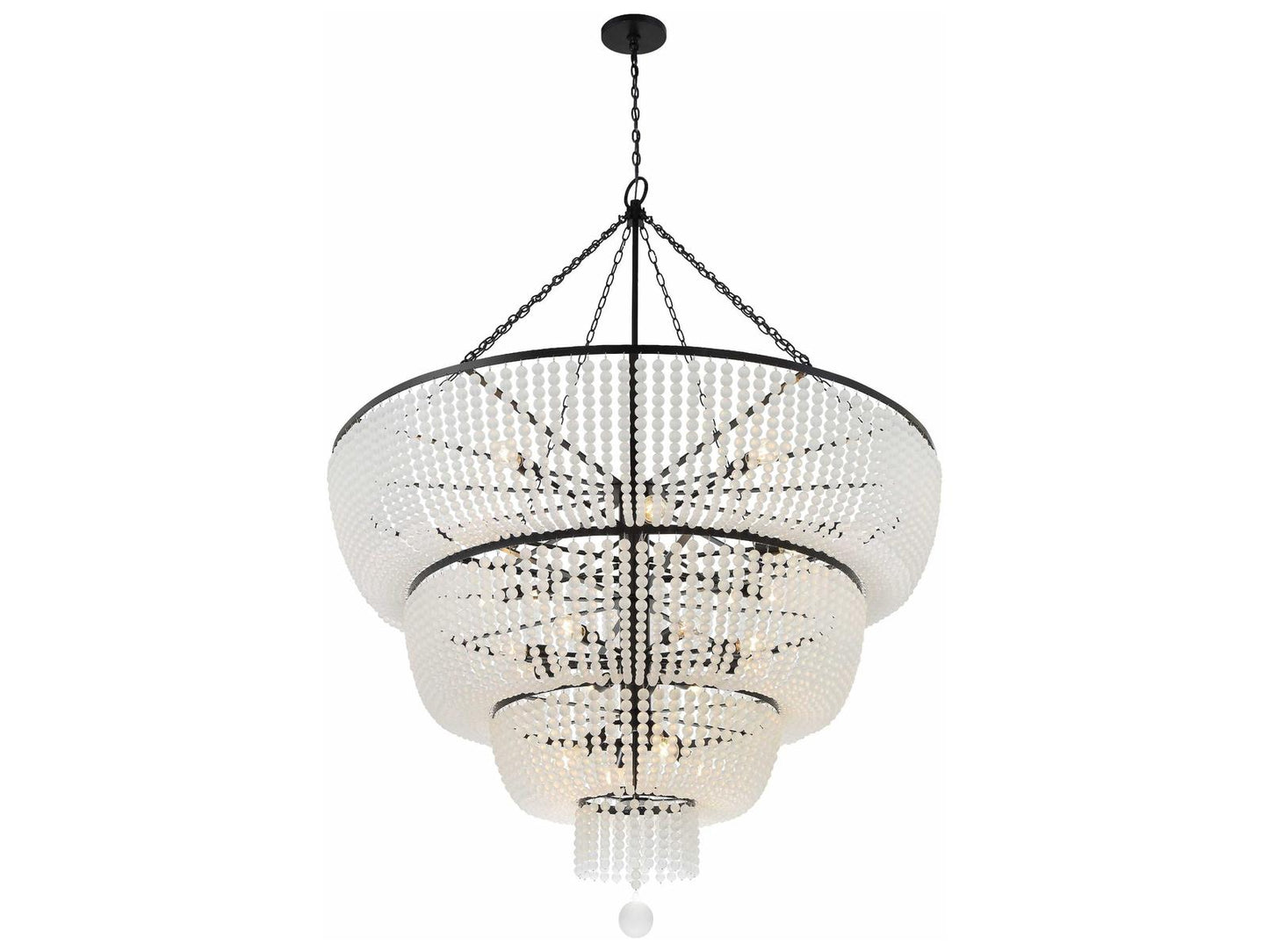 Crystorama Rylee 24-Light Chandelier in Matte Black with Glass Beads
