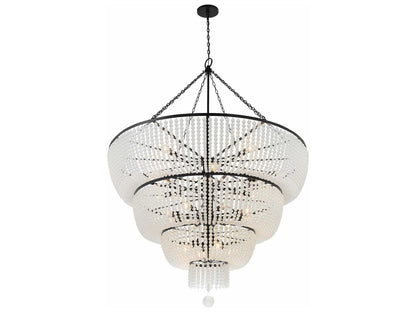 Crystorama Rylee 24-Light Chandelier in Matte Black with Glass Beads