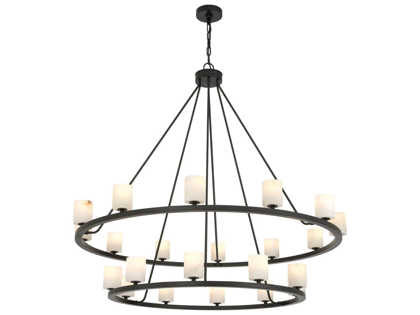 Crystorama Aragon 22-Light LED Chandelier in Matte Black with Alabaster