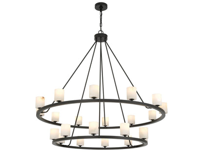 Crystorama Aragon 22-Light LED Chandelier in Matte Black with Alabaster
