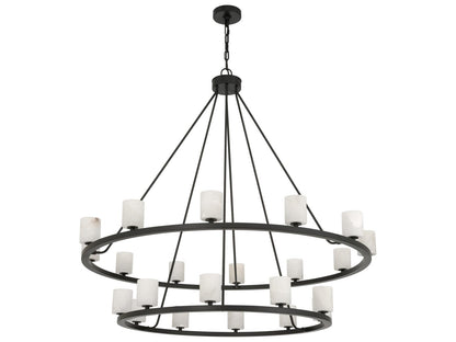 Crystorama Aragon 22-Light LED Chandelier in Matte Black with Alabaster