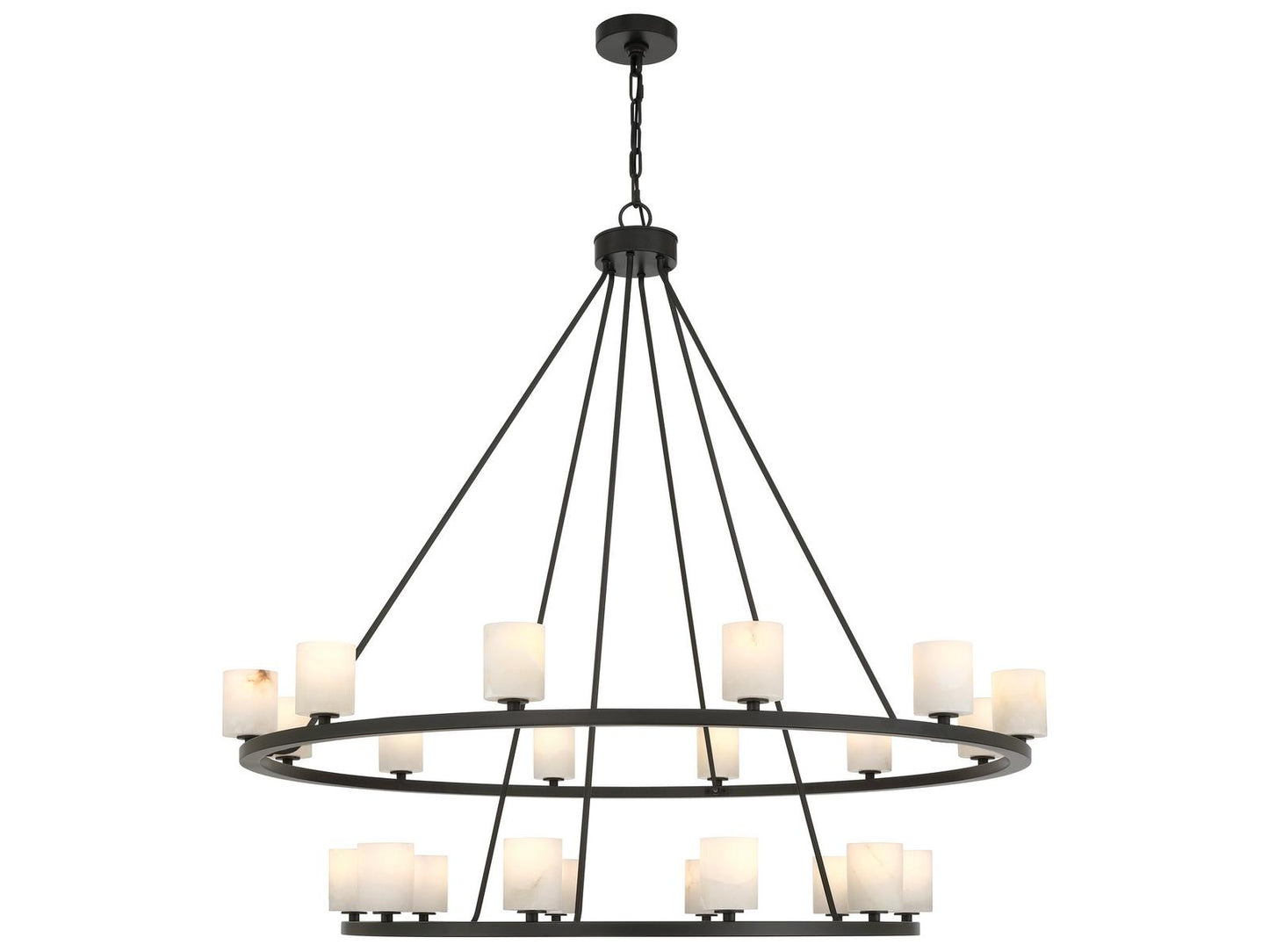 Crystorama Aragon 22-Light LED Chandelier in Matte Black with Alabaster