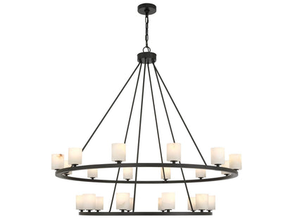Crystorama Aragon 22-Light LED Chandelier in Matte Black with Alabaster