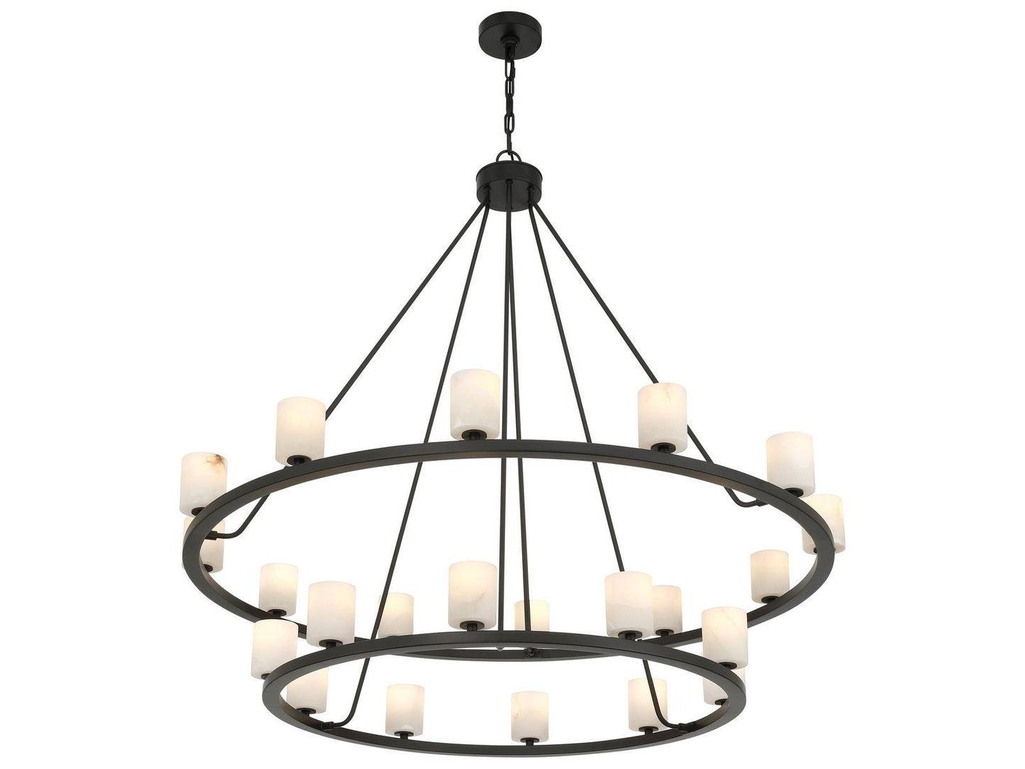 Crystorama Aragon 22-Light LED Chandelier in Matte Black with Alabaster