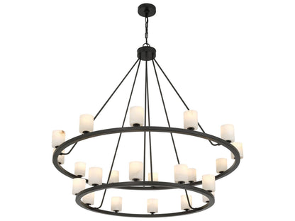 Crystorama Aragon 22-Light LED Chandelier in Matte Black with Alabaster