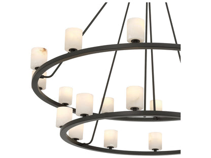 Crystorama Aragon 22-Light LED Chandelier in Matte Black with Alabaster