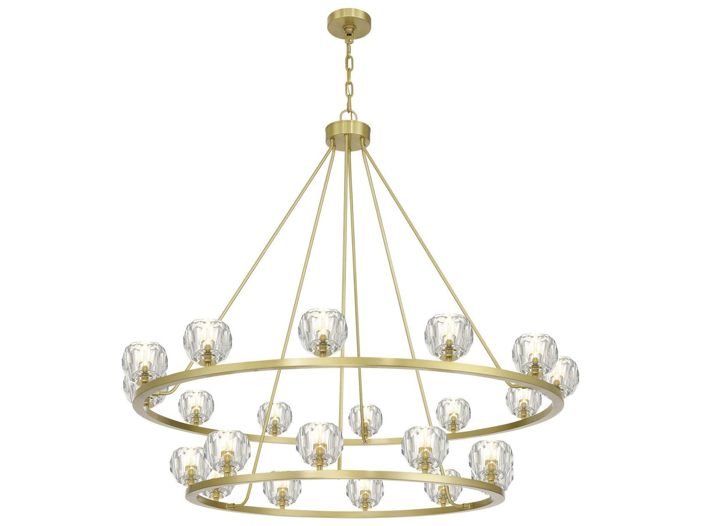 Crystorama Aragon 22-Light LED Chandelier in Soft Brass with Crystal Globes