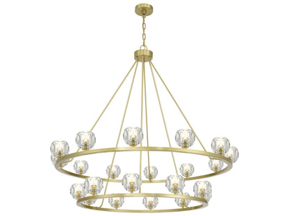 Crystorama Aragon 22-Light LED Chandelier in Soft Brass with Crystal Globes