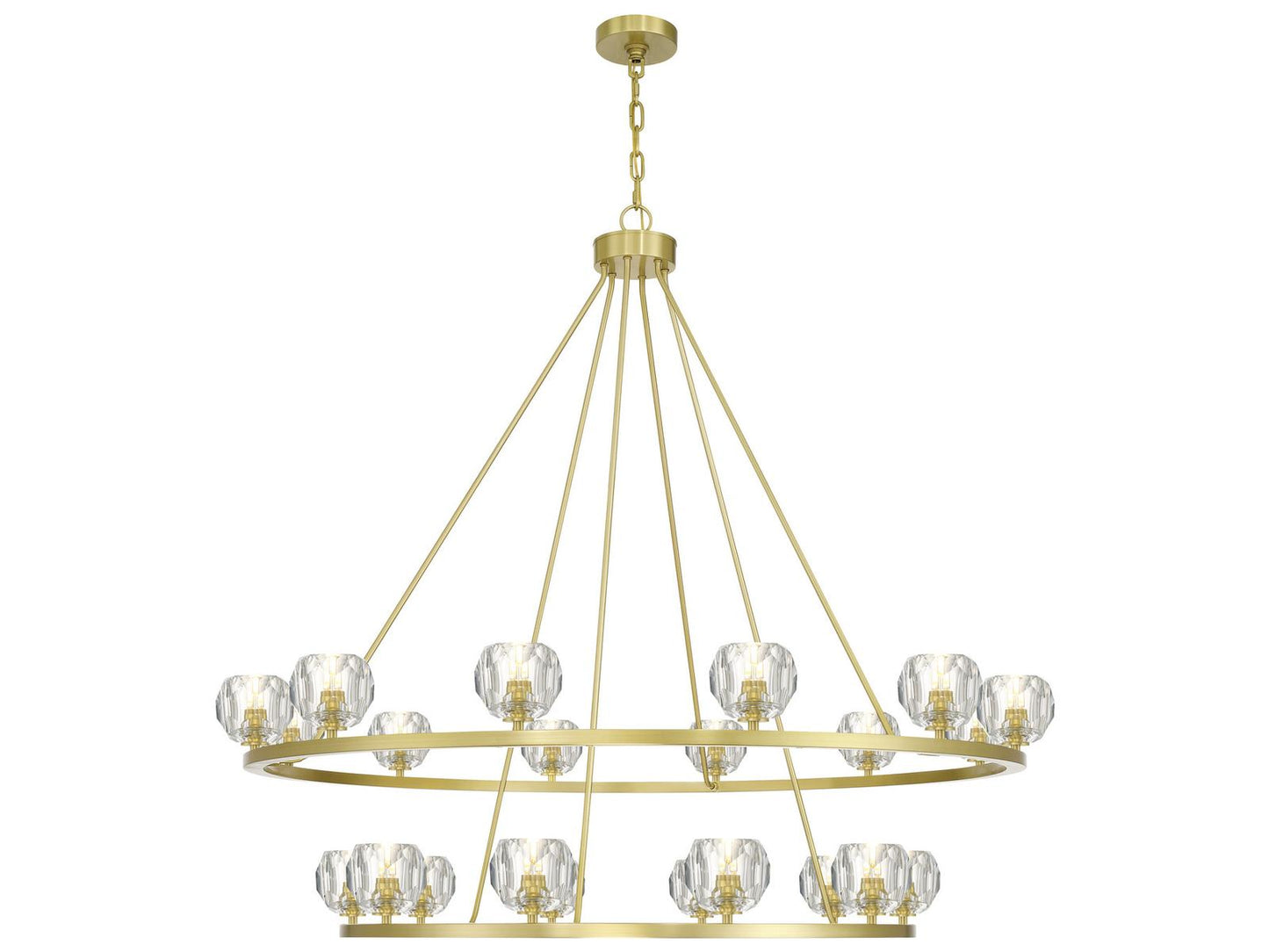 Crystorama Aragon 22-Light LED Chandelier in Soft Brass with Crystal Globes