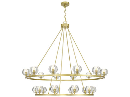 Crystorama Aragon 22-Light LED Chandelier in Soft Brass with Crystal Globes