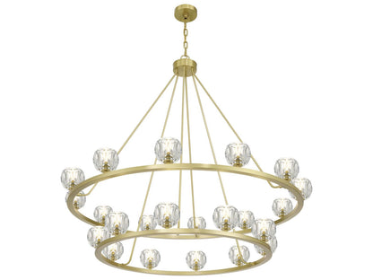Crystorama Aragon 22-Light LED Chandelier in Soft Brass with Crystal Globes