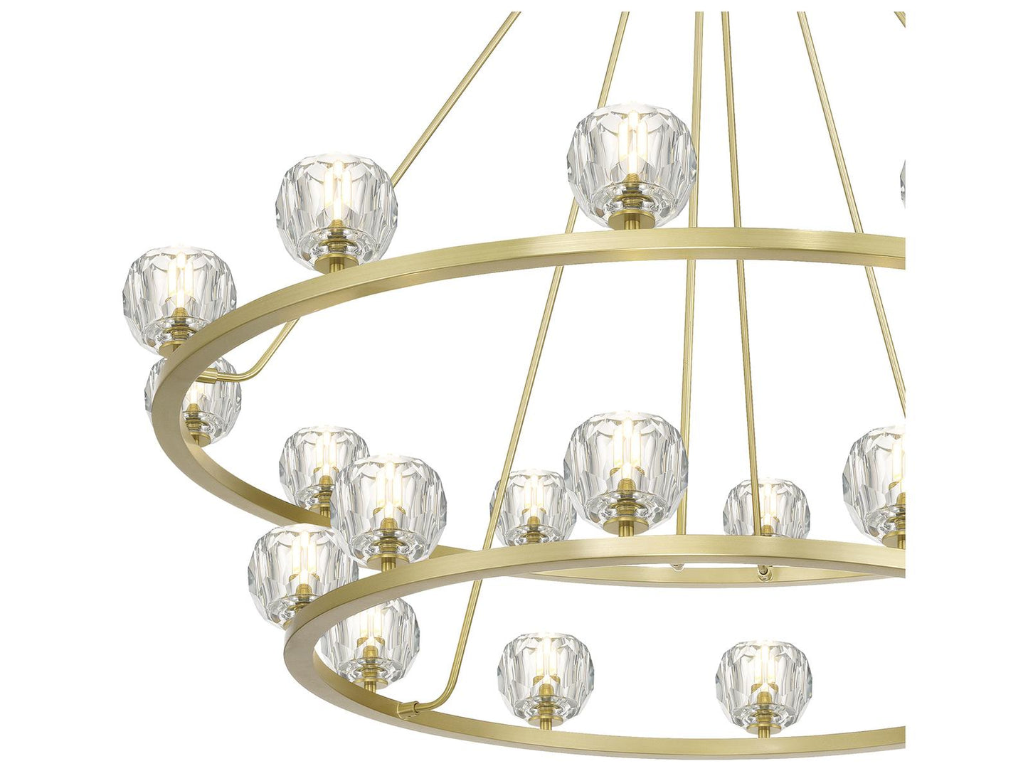 Crystorama Aragon 22-Light LED Chandelier in Soft Brass with Crystal Globes