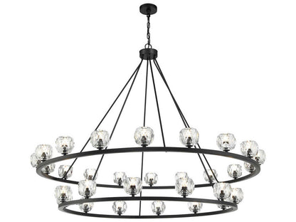 Crystorama Aragon 30-Light LED Chandelier in Matte Black with Crystal Globes