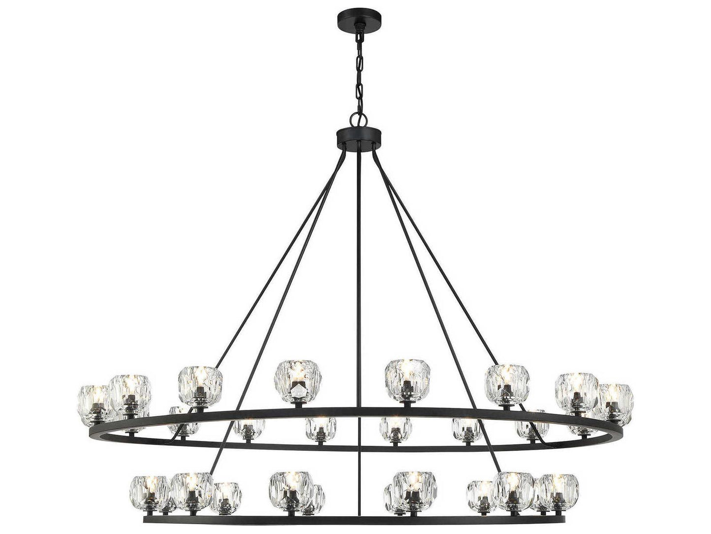 Crystorama Aragon 30-Light LED Chandelier in Matte Black with Crystal Globes