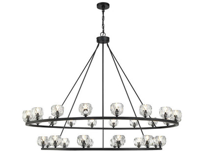 Crystorama Aragon 30-Light LED Chandelier in Matte Black with Crystal Globes