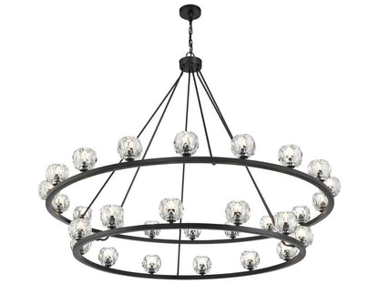 Crystorama Aragon 30-Light LED Chandelier in Matte Black with Crystal Globes
