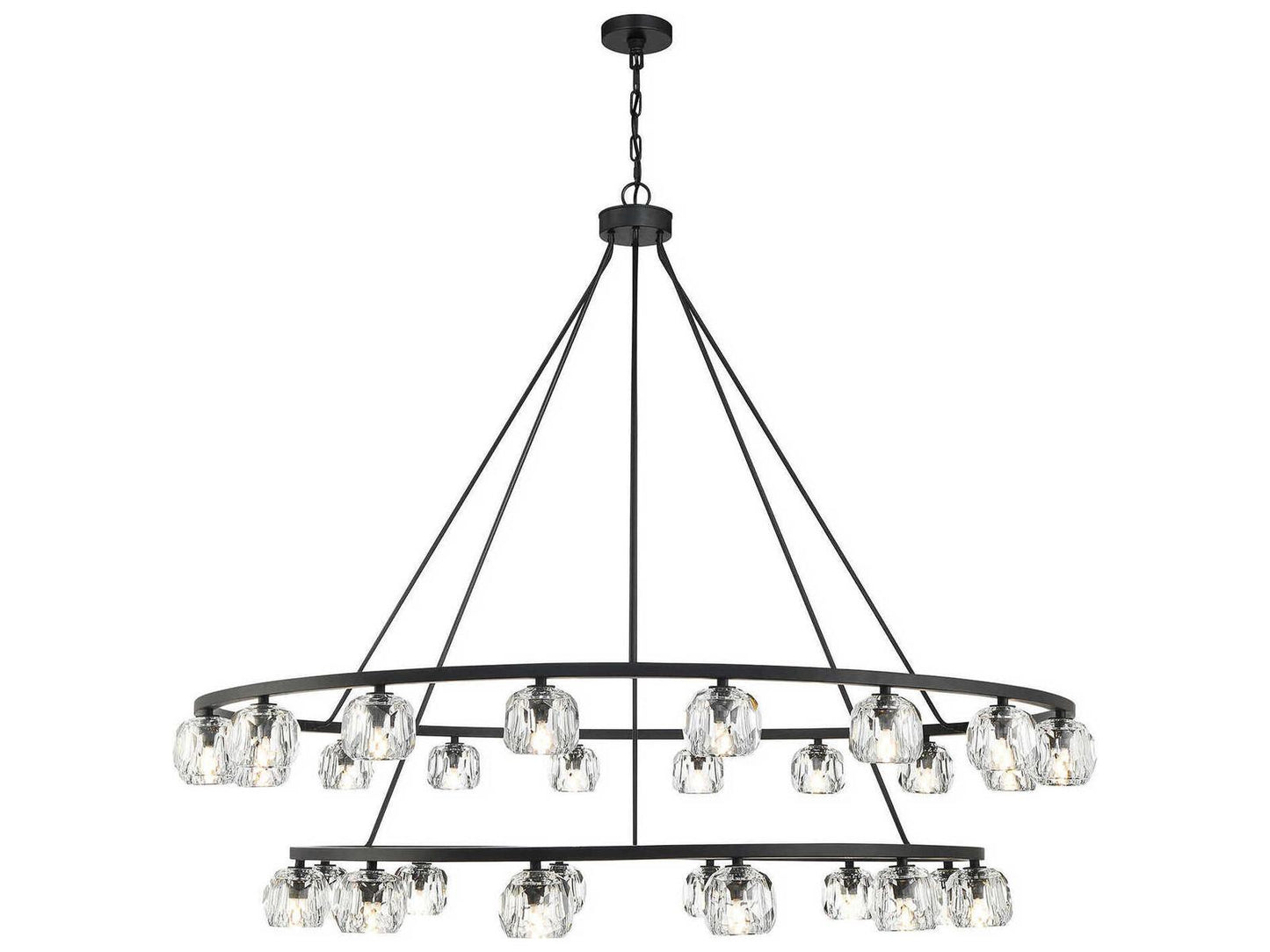 Crystorama Aragon 30-Light LED Chandelier in Matte Black with Crystal Globes