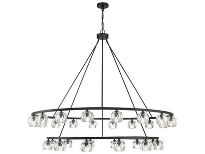 Crystorama Aragon 30-Light LED Chandelier in Matte Black with Crystal Globes