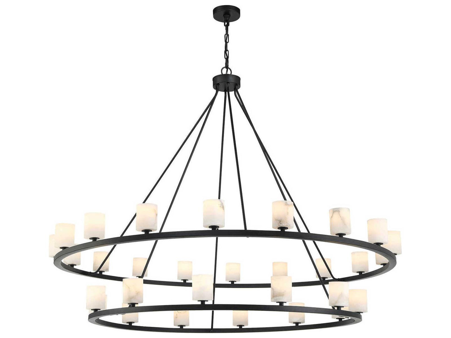 Crystorama 30-Light Aragon Chandelier in Matte Black with Stone Shades
