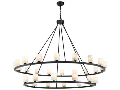 Crystorama 30-Light Aragon Chandelier in Matte Black with Stone Shades