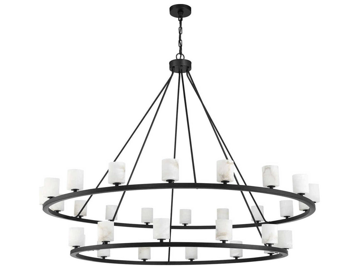 Crystorama 30-Light Aragon Chandelier in Matte Black with Stone Shades