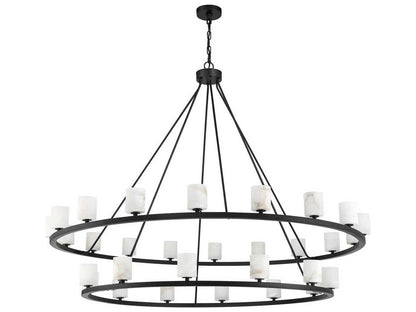 Crystorama 30-Light Aragon Chandelier in Matte Black with Stone Shades