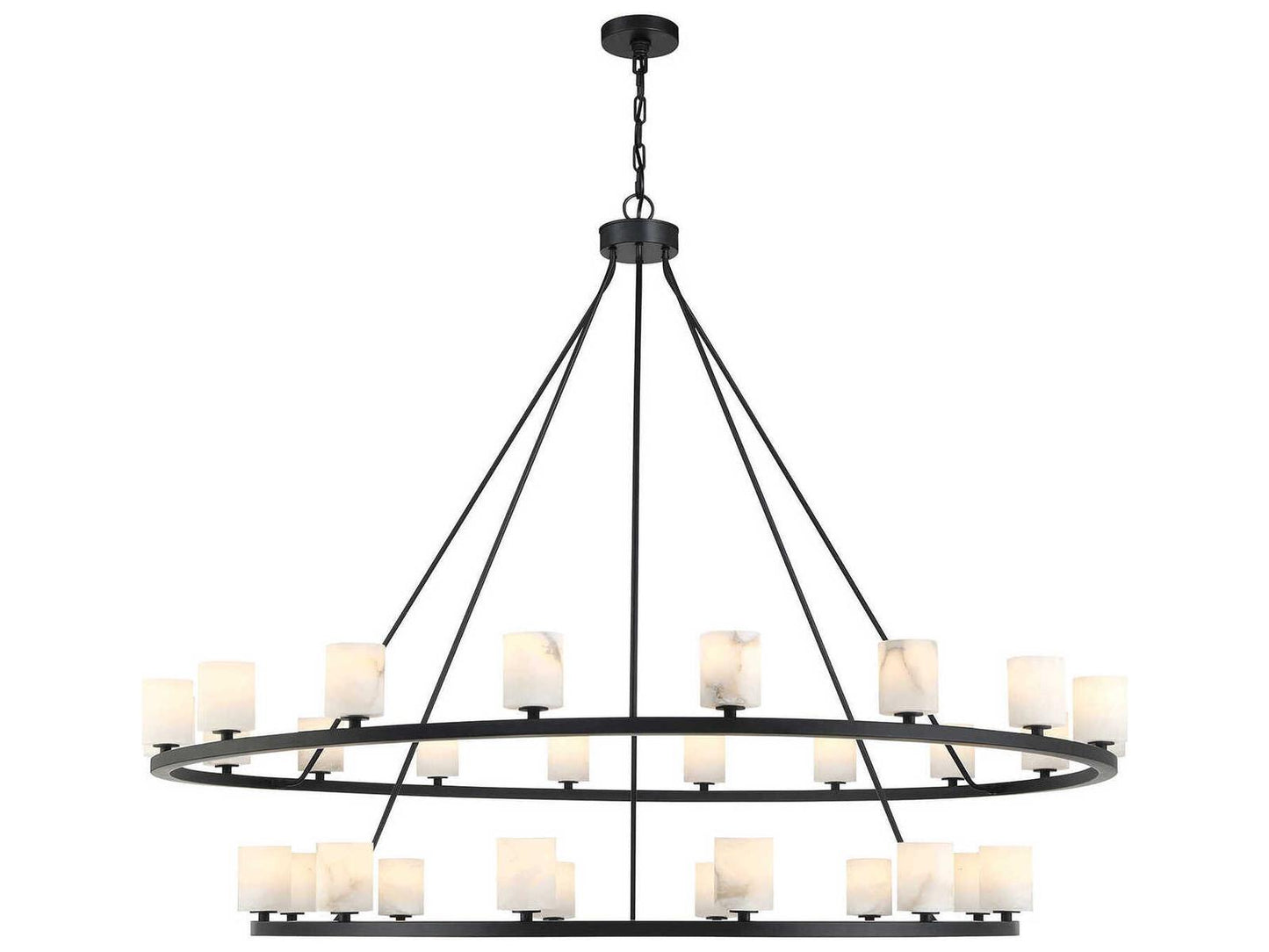 Crystorama 30-Light Aragon Chandelier in Matte Black with Stone Shades