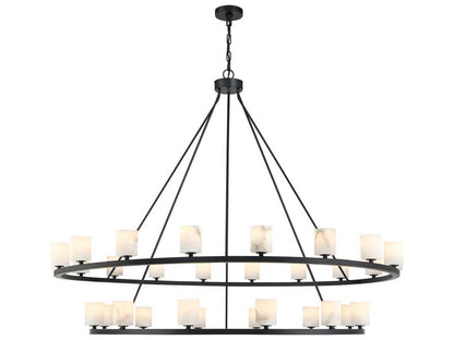 Crystorama 30-Light Aragon Chandelier in Matte Black with Stone Shades