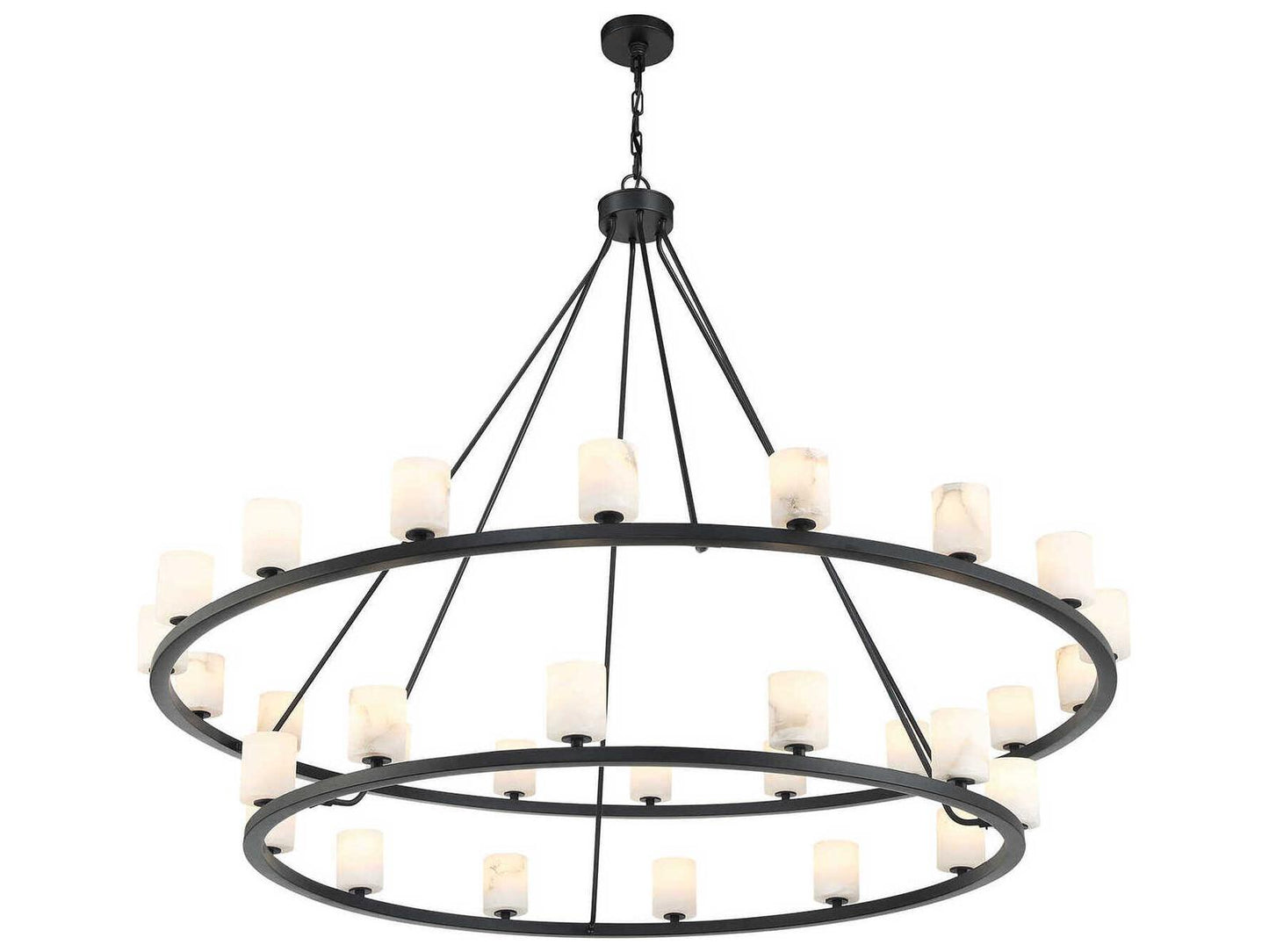 Crystorama 30-Light Aragon Chandelier in Matte Black with Stone Shades