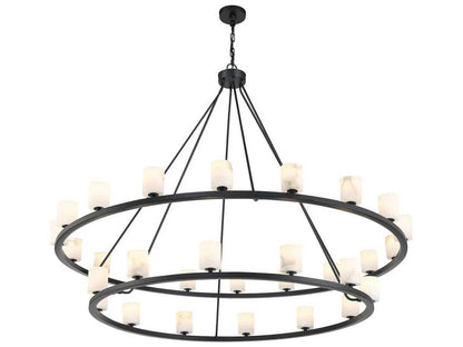 Crystorama 30-Light Aragon Chandelier in Matte Black with Stone Shades