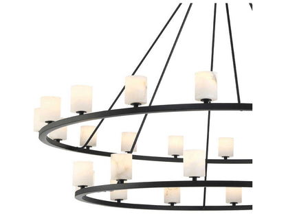 Crystorama 30-Light Aragon Chandelier in Matte Black with Stone Shades