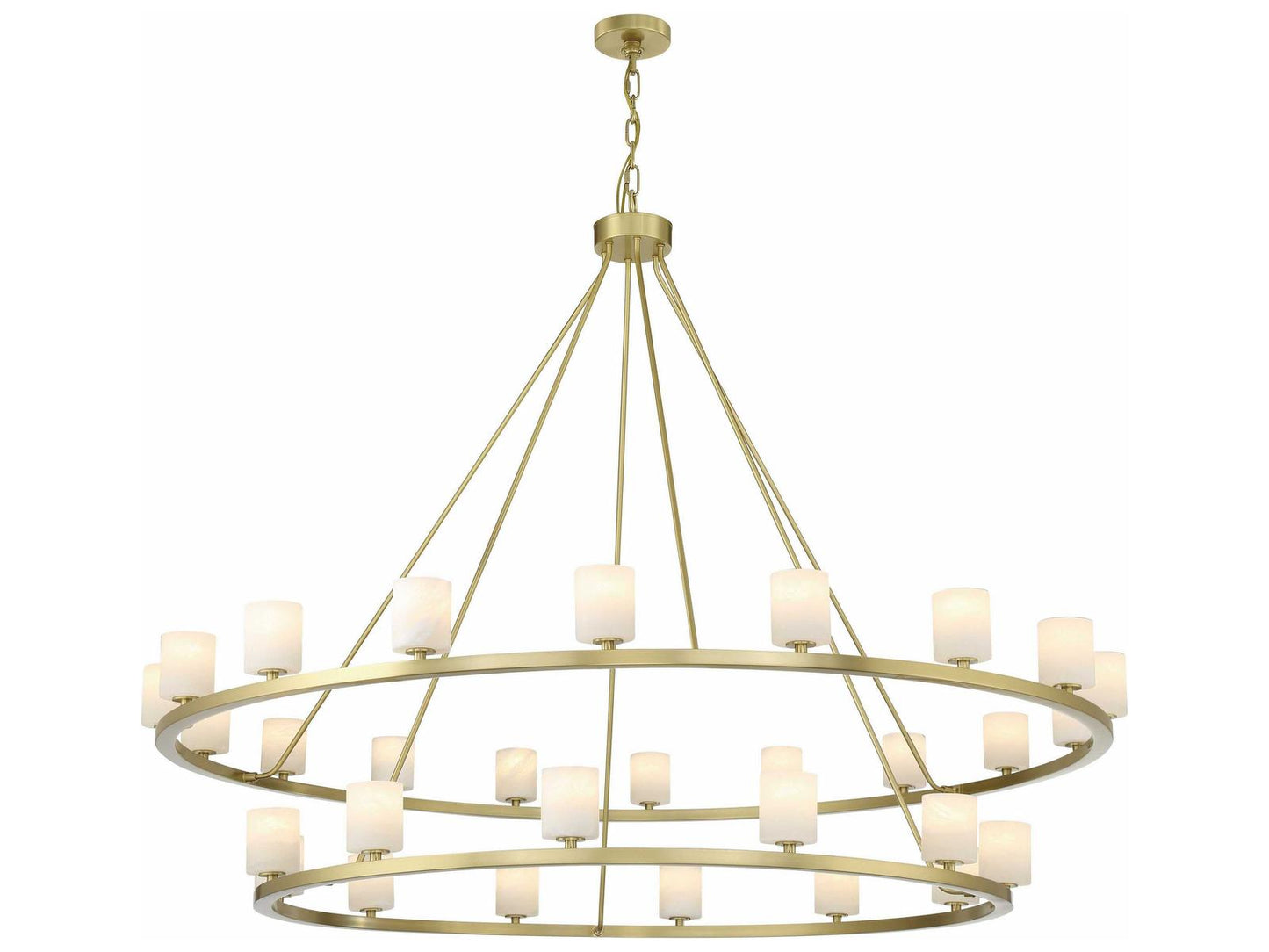 Crystorama 30-Light Aragon Chandelier in Soft Brass with Alabaster Shades