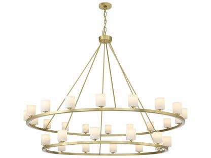 Crystorama 30-Light Aragon Chandelier in Soft Brass with Alabaster Shades