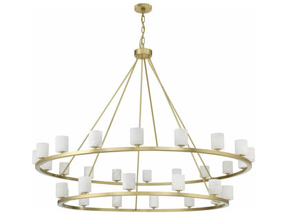 Crystorama 30-Light Aragon Chandelier in Soft Brass with Alabaster Shades