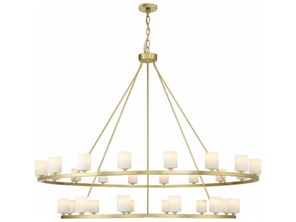 Crystorama 30-Light Aragon Chandelier in Soft Brass with Alabaster Shades