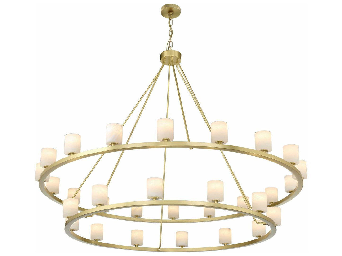 Crystorama 30-Light Aragon Chandelier in Soft Brass with Alabaster Shades