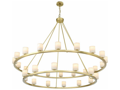 Crystorama 30-Light Aragon Chandelier in Soft Brass with Alabaster Shades