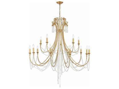 Crystorama 15-Light Arcadia Chandelier with Hand-Cut Crystal in Antique Gold