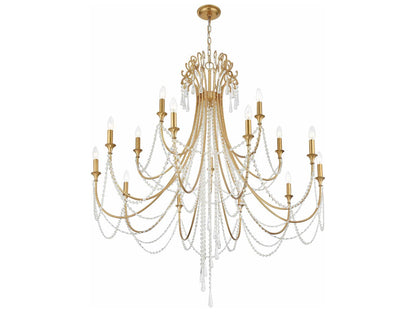 Crystorama 15-Light Arcadia Chandelier with Hand-Cut Crystal in Antique Gold