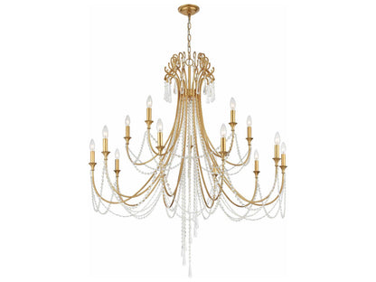 Crystorama 15-Light Arcadia Chandelier with Hand-Cut Crystal in Antique Gold