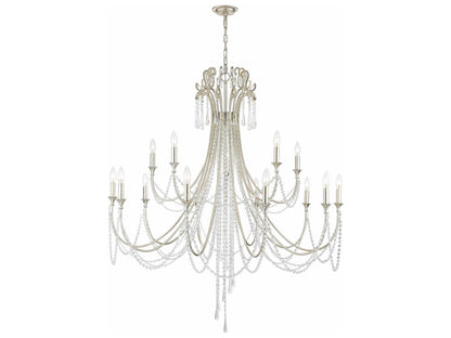 Crystorama Arcadia 15-Light Chandelier in Antique Silver with Hand Cut Crystal