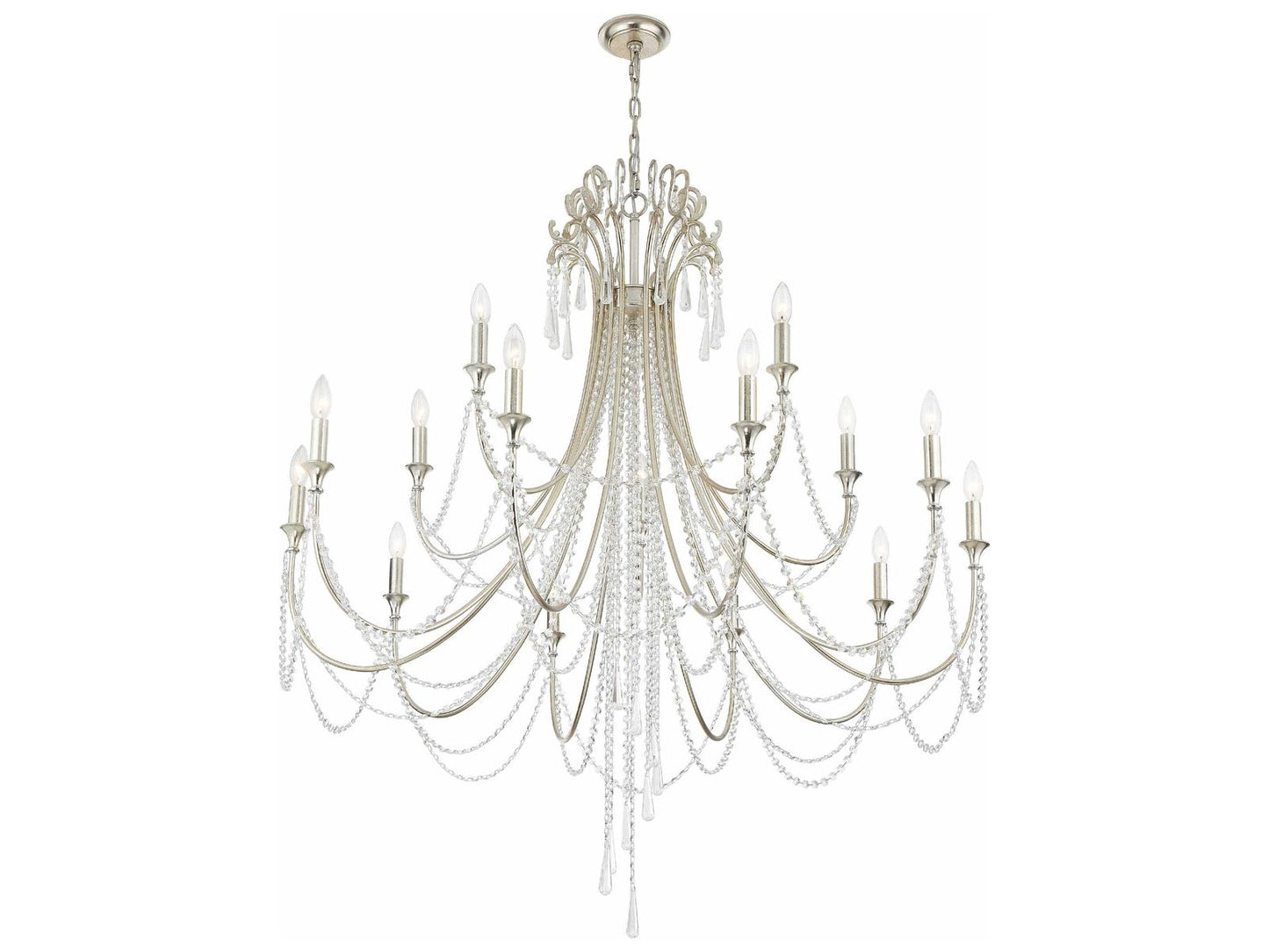 Crystorama Arcadia 15-Light Chandelier in Antique Silver with Hand Cut Crystal