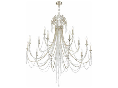 Crystorama Arcadia 15-Light Chandelier in Antique Silver with Hand Cut Crystal