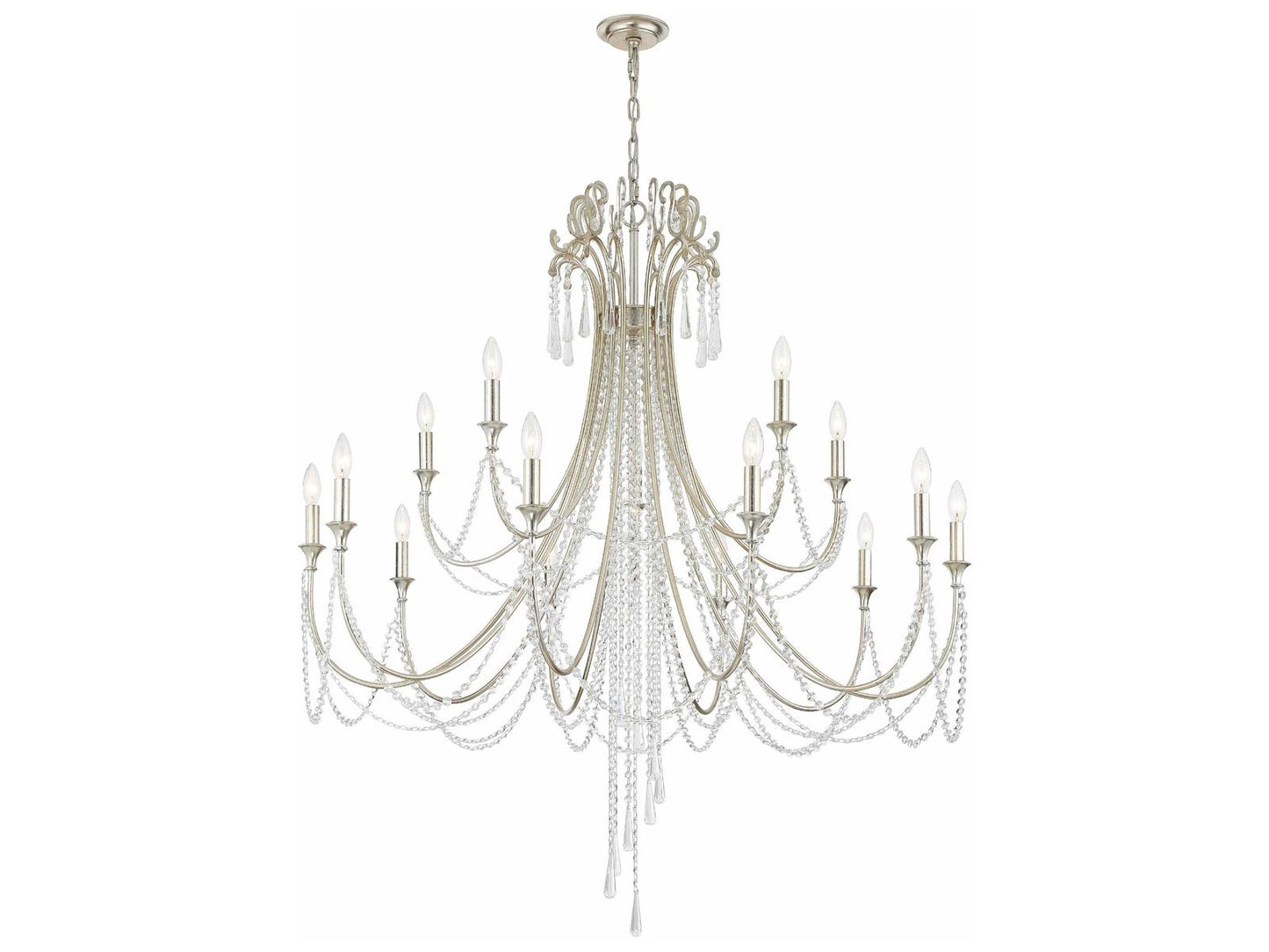 Crystorama Arcadia 15-Light Chandelier in Antique Silver with Hand Cut Crystal