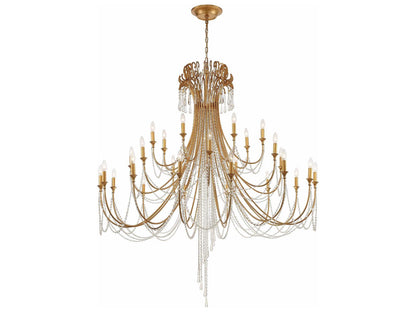 Crystorama 28-Light Arcadia Chandelier in Antique Gold with Hand Cut Crystal