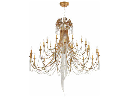 Crystorama 28-Light Arcadia Chandelier in Antique Gold with Hand Cut Crystal