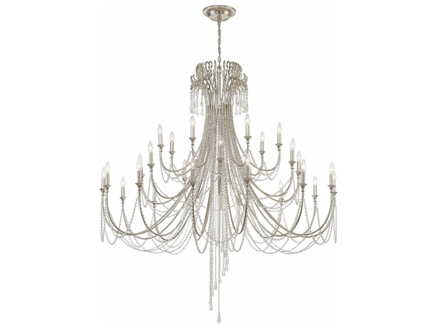 Crystorama 28-Light Arcadia Chandelier with Hand Cut Crystal in Antique Silver